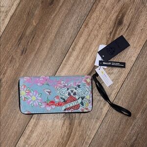 Ed Hardy Floral Wallet - Blue and Pink